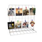 Memory Board de Mesa Painel de Fotos de Tela Aramada 40x40 Branco com Prendedores