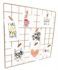 Memory board tela aramada multiuso 60x80cm rose cobreado com mini prendedores