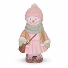 Menina Boneco de Neve Rosa Figura Personagem Vila Natalina Menina Boneco de Neve Rosa Figura Personagem Vila Natalina