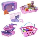 Menina Brinquedo Cozinha Eletro Panela Cesta Comida 45pç Menina Brinquedo Cozinha Eletro Panela Cesta Comida 45pç