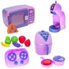 Menina Cozinha Infantil Eletro Panela Microondas Rosa 15pç
