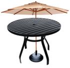 Mesa 1,20m Ripada Alumínio + Guarda Sol Para Piscina Jardim Área Externa