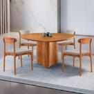 Mesa 135cm Laminado Com 4 Cadeiras Noronha Moderna Brisa Imbuia Naturale