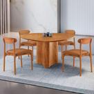 Mesa 135cm Laminado Com 4 Cadeiras Noronha Moderna Star Caramelo Imbuia Naturale