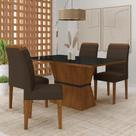 Mesa 1,36 Biella Com 4 Cadeiras Estofadas Freijó/pto/sd Marrom - M.a