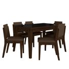 Mesa 1,36 Com 6 Cadeiras Libéria Imbuia/preto/marrom - M. Arapongas