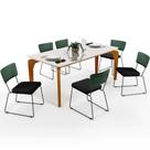 Mesa 160cm Off White E 6 Cadeiras Facto Verde Musgo Chumbo