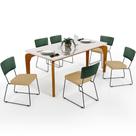 Mesa 160cm Off White E 6 Cadeiras Verde Musgo Bege Escuro