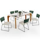 Mesa 160cm Off White E 6 Cadeiras Verde Musgo Champagne