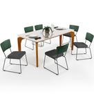 Mesa 160cm Off White E 6 Cadeiras Verde Musgo Cinza Escuro