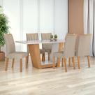 Mesa 1,70 Apogeu Com Vidro e 6 Cadeiras Apogeu Amendoa Clean/Off White Mesa 1,70 Apogeu Com Vidro e 6 Cadeiras Apogeu Amendoa Clean/Off White