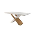 Mesa 180cm Tampo MDF Canto Reto Valentina Marrom/Imbuia/Off White