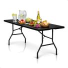 Mesa 180x70 Dobravel Portatil Vira Maleta Camping Plastico Preta