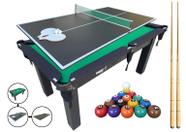 Mesa 3 em 1 Sinuca/Bilhar com Tampo Jantar e Ping Pong + Kit Mesa 3 em 1 Sinuca/Bilhar com Tampo Jantar e Ping Pong + Kit