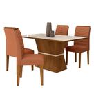 Mesa 4 Cadeiras 1,36 Odessa Freijó/off Premium/suede Terracota - M.a