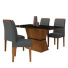 Mesa 4 Cadeiras 1,36 Odessa Freijó/preto/suede Cinza - M.a