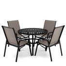 Mesa 4 cadeiras Ripado Piscina Alumínio Preto e Tela Fendi