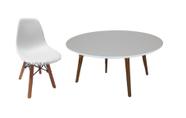 Mesa 80cm Redonda Branca 4 Pé Palito 50cm 1 cadeira Infantil