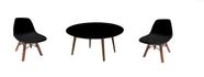 Mesa 80cm Redonda Preto 4 Pé Palito 50cm 2 cadeira Infantil