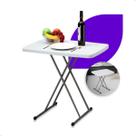 Mesa 80x50 Dobravel Com Ajuste de Altura Camping Estudo Pequena De Plastico Altura Ajustavel