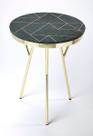 Mesa Accent Offex Contemporary Redonda Verde em Mármore com incrustações de latão