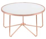 Mesa Acme Alivia, redonda, branca, fosca, ouro rosa