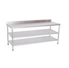 Mesa Aço Inox 201 100x60x90cm Duas Prateleiras Inferiores Lisas Evolução Inox MLE20