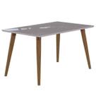 Mesa Adele Madeira 130cm com Vidro Temperado - Madeira/Off White