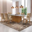 Mesa Aida 180cm Com 6 Cadeiras Carol Moderna Mobília Turim 07/off White/imbuia