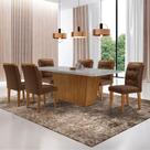 Mesa Aida 180cm Com 6 Cadeiras Carol Moderna Mobília Veludo Marrom/off White/imbuia