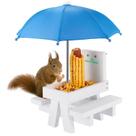 Mesa alimentadora de esquilos MIXXIDEA de madeira com guarda-chuva 37x21x18cm