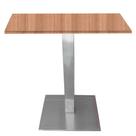 Mesa Alpha Inox 73,50 cm (Alt) Base Quadrada Tampo MDP Quadrado 80 cm (Larg) x 2,50 cm (Alt) Noce Natural