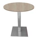 Mesa Alpha Inox 73,50 cm (Alt) Base Quadrada Tampo MDP Redondo 60 cm (Larg) x 2,50 cm (Alt) CasaBlanca