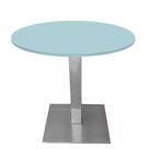 Mesa Alpha Inox 73,50 cm (Alt) Base Quadrada Tampo MDP Redondo 60 cm (Larg) x 2,50 cm (Alt) Cinza