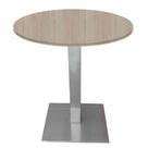 Mesa Alpha Inox 73,50 cm (Alt) Base Quadrada Tampo MDP Redondo 80 cm (Larg) x 2,50 cm (Alt) CasaBlanca