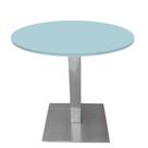 Mesa Alpha Inox 73,50 cm (Alt) Base Quadrada Tampo MDP Redondo 80 cm (Larg) x 2,50 cm (Alt) Cinza