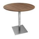 Mesa Alpha Inox 77,50 cm (Altura) com Tampo em MDP Redonda 80 cm Imbuia