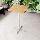 Mesa Alta Bar Bistrô Quadrada 100x50cm Branca Tampo Pinus Industrial