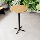 Mesa Alta Bar Bistrô Redonda 100x60cm Preta Tampo Pinus Industrial