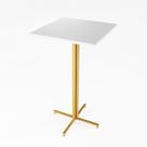 Mesa Alta Bistrô Quadrada 100x50cm Dourada Tampo Branco Industrial