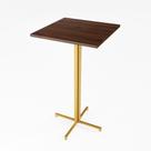 Mesa Alta Bistrô Quadrada 100x50cm Dourada Tampo Imbuia Industrial