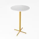 Mesa Alta Bistrô Redonda 100x60cm Dourada Tampo Branco Industrial