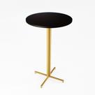 Mesa Alta Bistrô Redonda 100x60cm Dourada Tampo Preto Industrial