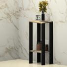 Mesa Alta Lateral De Canto Apoio Suporte Mdf Sala Cozinha Cor:PRETO E CARVALHO