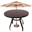 Mesa Aluminio Redonda 1,20m Sevilha área Piscina Jardim Cozinha + Guarda Sol Marrom