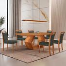 Mesa Ane 180 Tampo Laminado Barril Com 6 Cadeiras Munique Jade Imbuia Natural