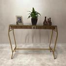 Mesa Aparador 1 Metro Largura Dourado Com Vidro Mesa Aparador 1 Metro Largura Dourado Com Vidro