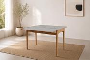 Mesa Aparador Sofia Tampo de Vidro 53/106 Marrom/Amendoa
