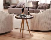 Mesa Apoio Adnet Couro Com Espelho 40cm Pés Palito cor Marrom - Comprar Moveis em Casa