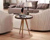 Mesa Apoio Adnet Couro Com Espelho 40cm Pés Palito cor Marrom - Comprar moveis para sua casa